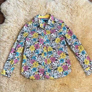 Talbots Cotton Floral Print Button Up